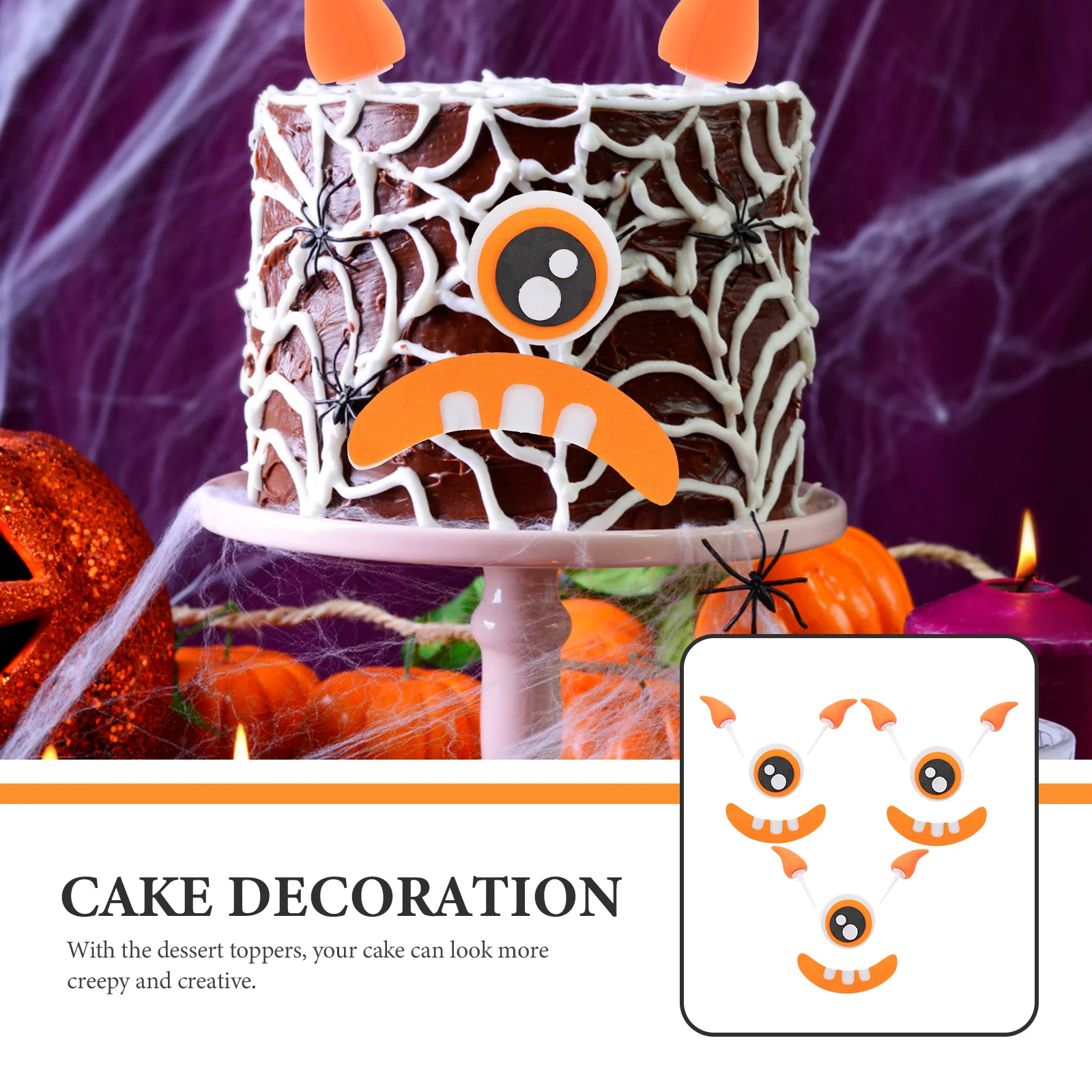 

3Sets Halloween Dessert Toppers Monster Cake Picks Creative Cupcake Insert Decorations Halloween Cake Ornaments Party