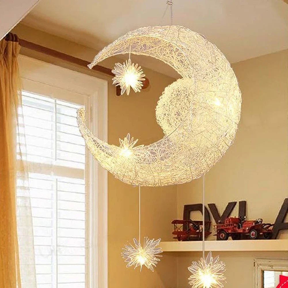 

Moon&Star Pendant Lights Kid's Room Lighting Modern Child Bedroom Lamps Aluminum for Living Home Decoration