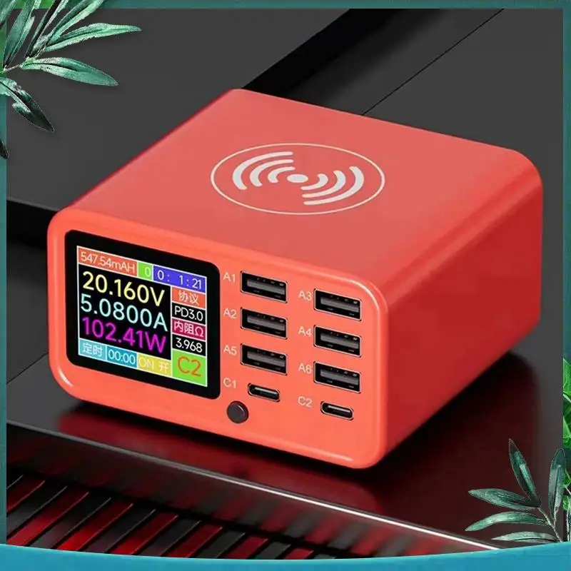 (NEW) 8-Port PD Multifunction Fast Charger For Phone Laptop Short Circuit Repair Current Detector Burn-In Repair EU Plug