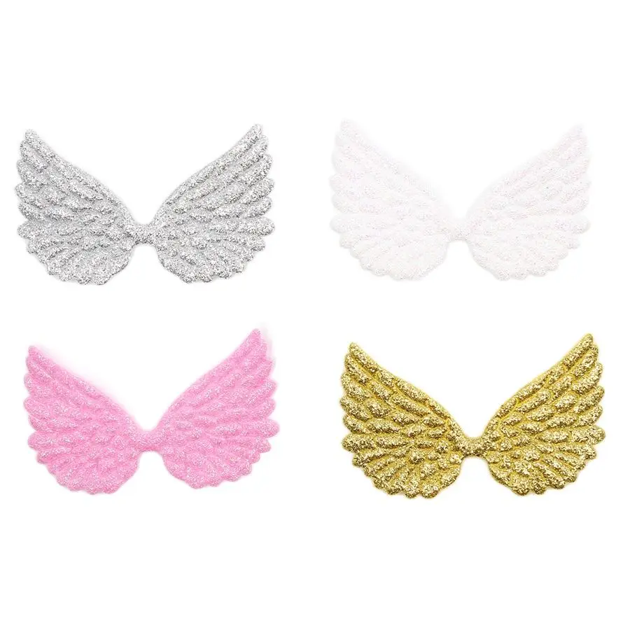 20pcs 70*45mm Gold Silver Pink White Wings Patches DIY Glitter Fairy Wing for Wedding Party Decoration Sewing Clothing Appliques