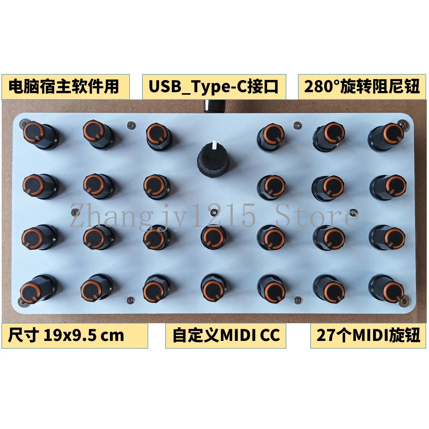 27 MIDI Knobs Knob Custom CC Information USB-C Interface Music Host Software Controller
