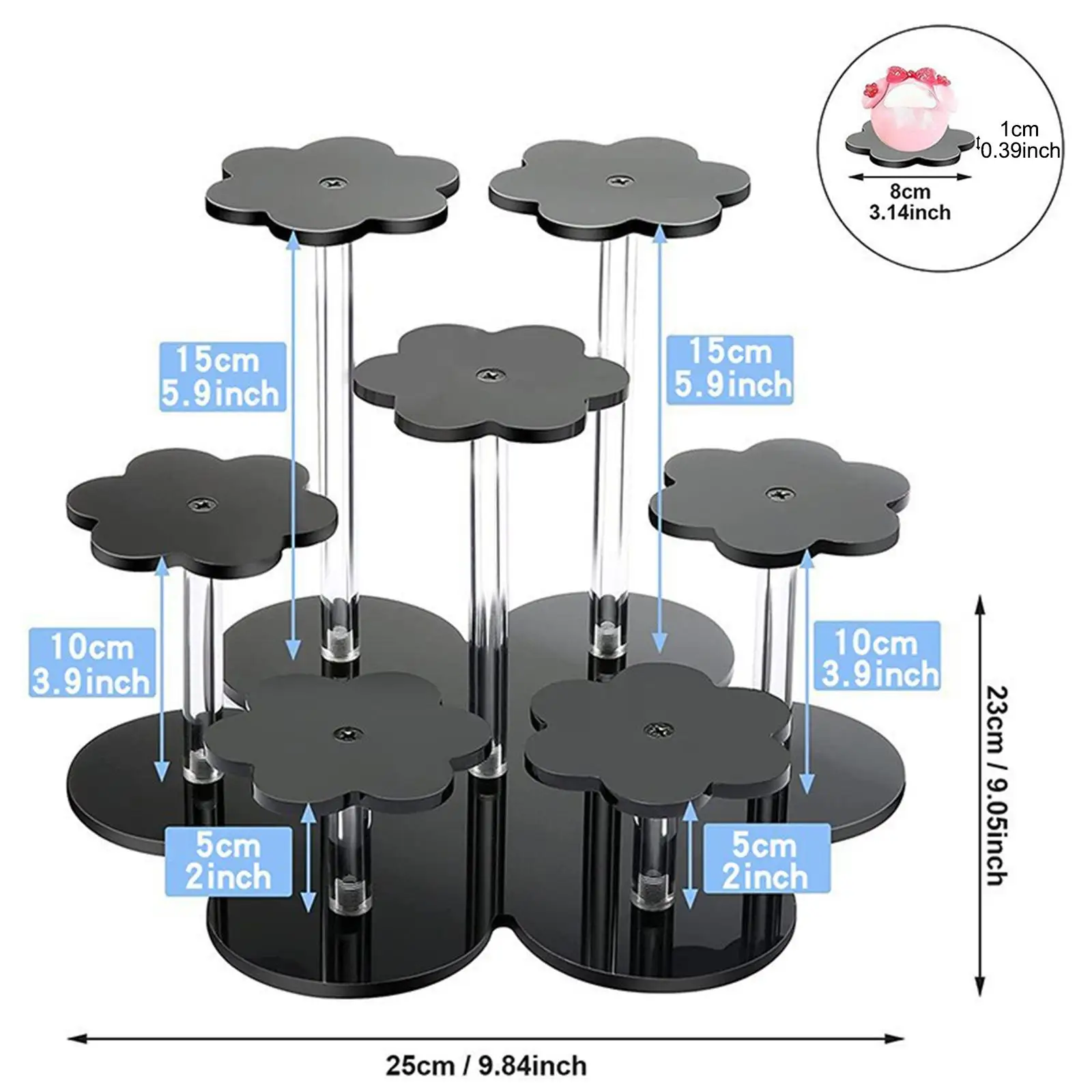 Acrylic Riser Display Stand 7 Tier Clear Shelf for Jewelry Watch Ring Bracelet Cupcake Dessert Figurine Box Showcase