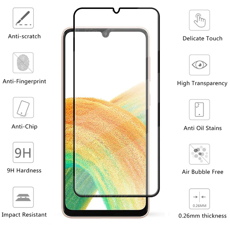 4-in-1 For Samsung Galaxy A33 Glass For Samsung A33 Tempered Glass 9H Full Screen Protector For Samsung A33 5G A 33 Lens Glass