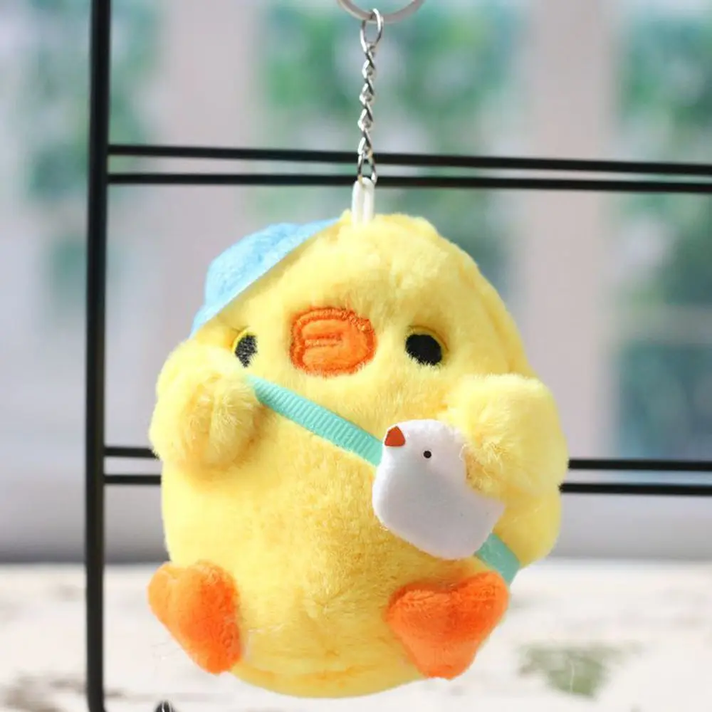 Hanging Girl Decoration Schoolbag Pendant Stuffed Animal Chicken Plush Toy Little Yellow Chicken Pendant Plush Keychain Keyring