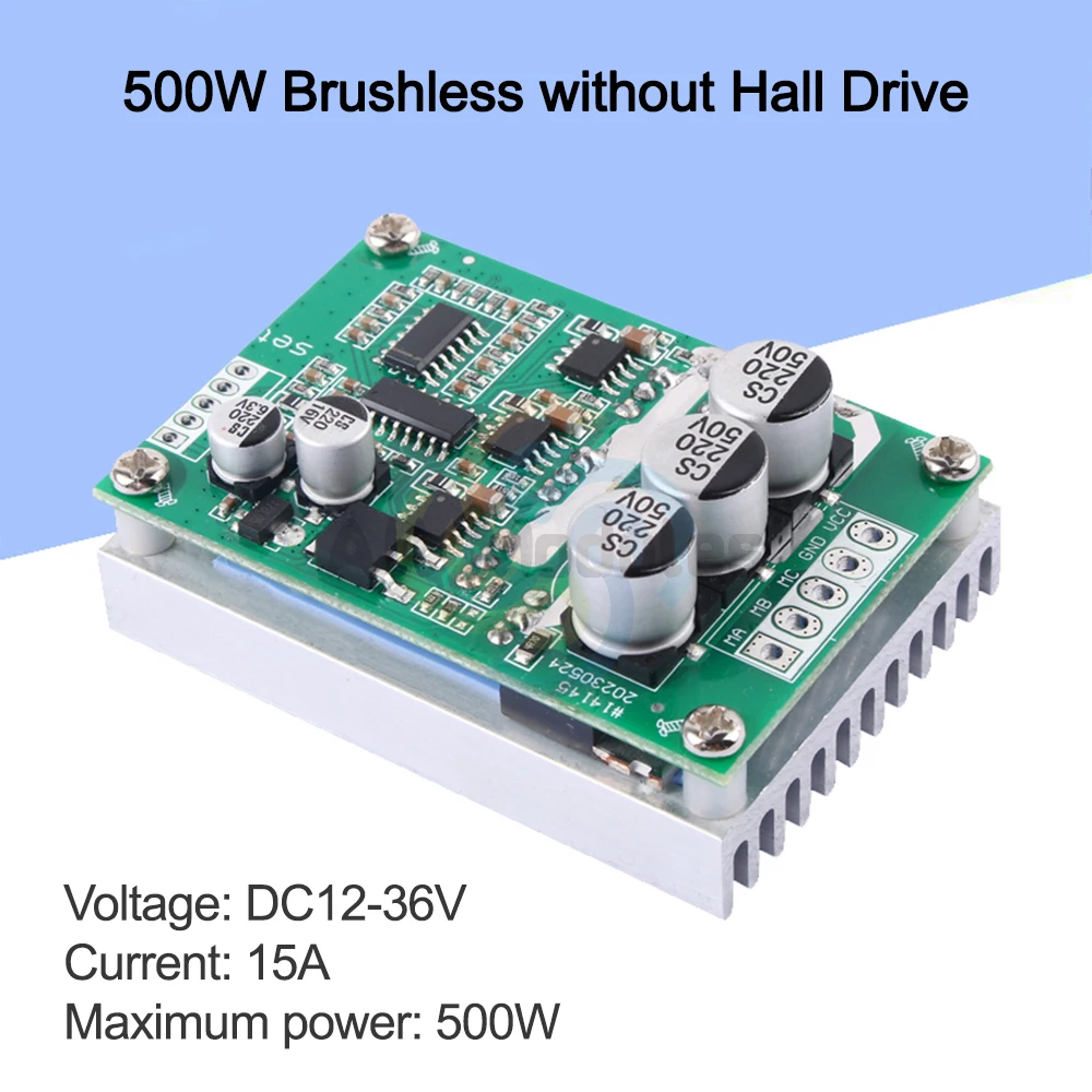 DC Brushless Motor Controller Hall BLDC Driver Board DC 12V to 36V 15A 500W Speed Control High Power