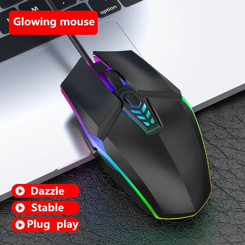 Wired Gaming Mouse 1600 DPI Optical 6 Button USB Mouse With RGB BackLight Mute Mice For Desktop Laptop Computer Gamer Mouse