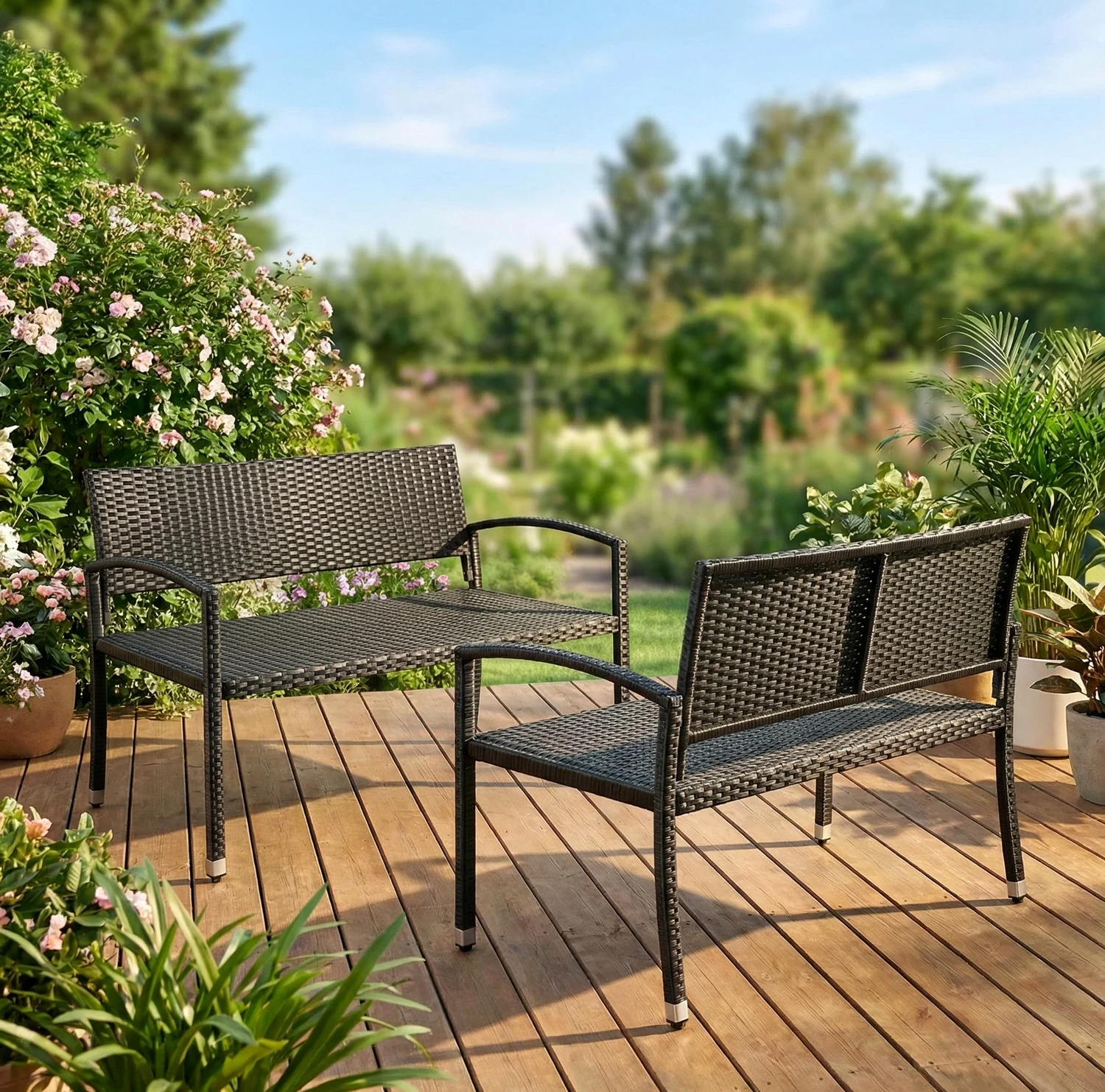 Banco De Jardín De Ratán, Banco De Asiento De Poliratán, Ergonómico, Resistente A La Intemperie, Hasta 320 Kg, Para Jardines, Terrazas, Balcones, Piscinas — -66%, 136.98€ Coupon, from 69.13€ – 66% descuento – €69.13