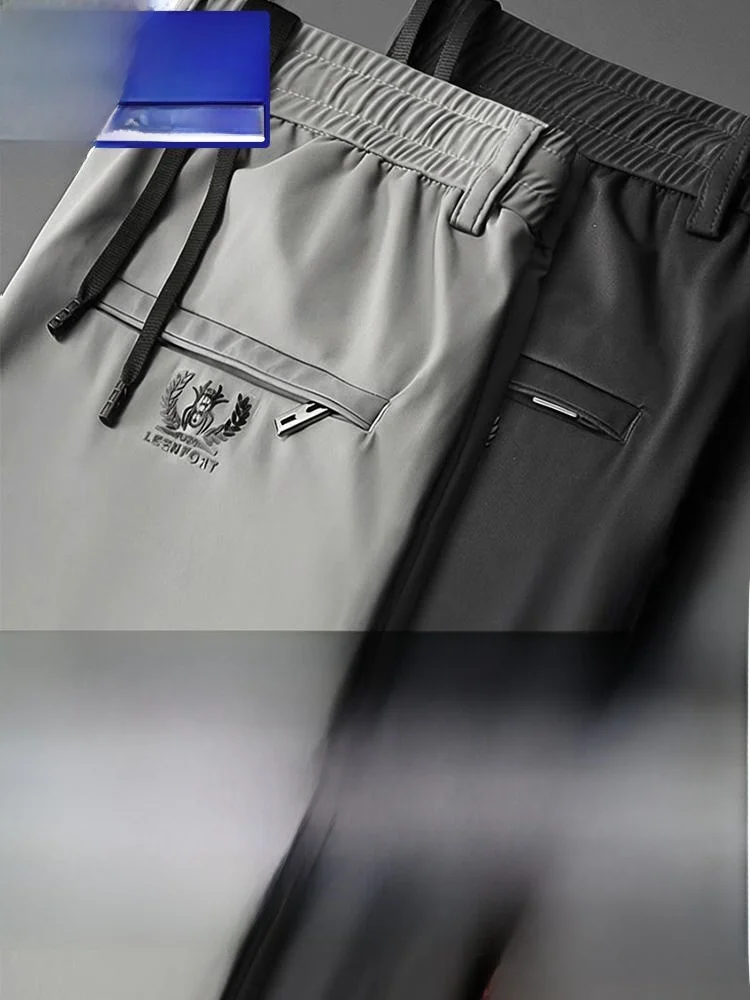

Ice Silk Men's Casual Pants Summer Thin Straight Leg Air Conditioning Qui Dry Sports Trousers Lightweight Comfortable Cotton