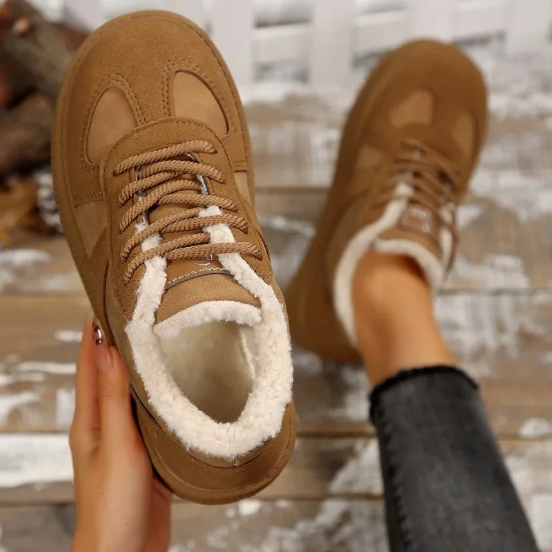 

Winter Womens Boots Round Toe Thick Soled Casual Warm Cotton Shoes for Women Anti Slip Design Women Ankle Boots Zapatillas Mujer