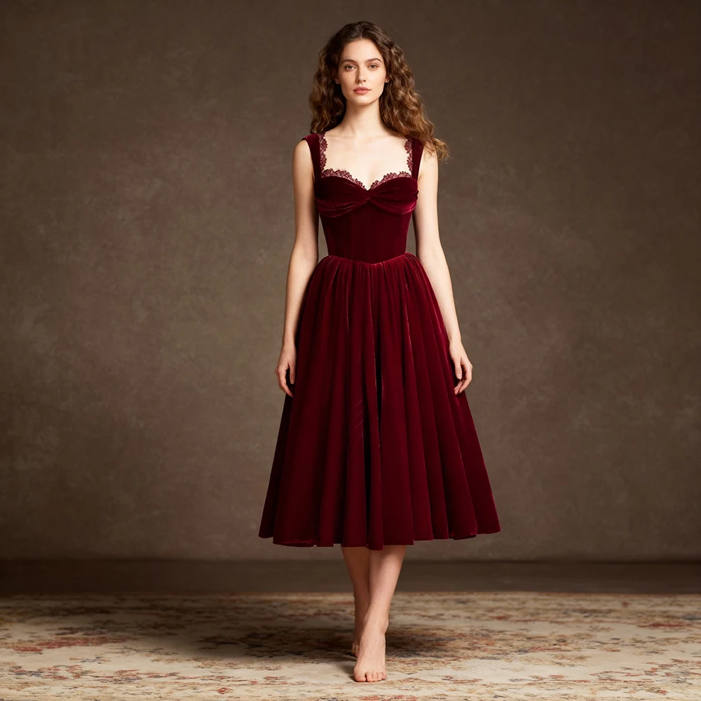 

Burgundy Velvet Women's Evening Dress Gala Bespoke Occasion Dresses for Special Occasions Birthday Wedding Dresses for Parties