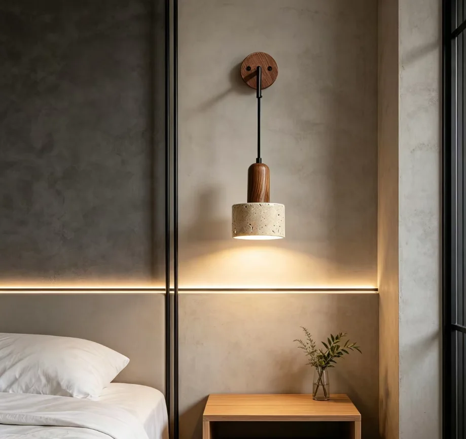 Obrázek 4: Přírodní žlutý mramor LED e27wall lampa, japonský wabi sabi teplý lehký, u postele dekorace pro domácí pobýt studovat restaurace