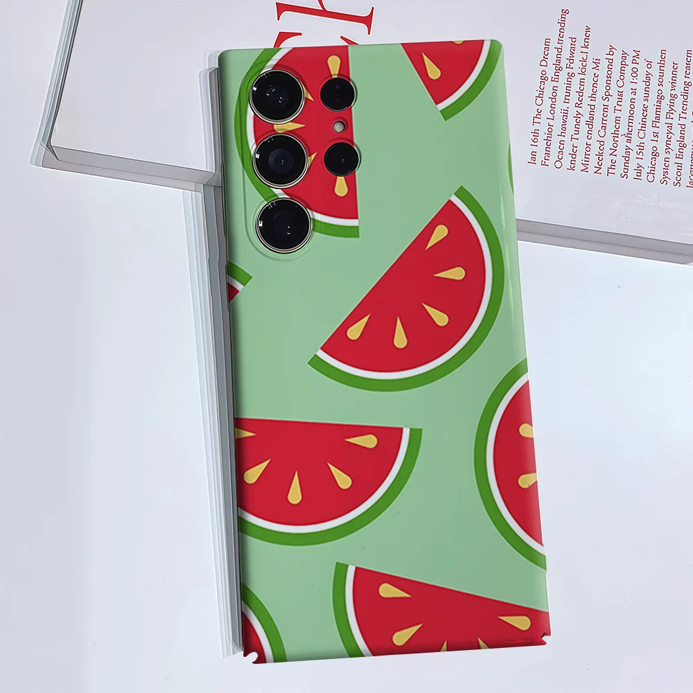 Mint Watermelon Phone Case for Samsung Galaxy S26 S25 S24 S23 Ultra Plus Luxury Double-layer anti-fall Back Cover