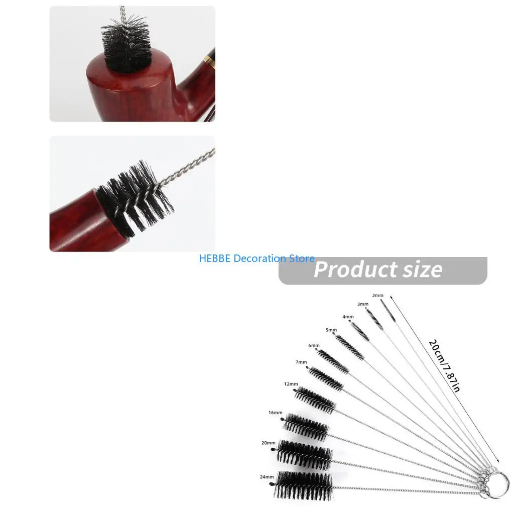 B0KC Fitting Cleaning Brush Set 10 Piece Assorted Diameter, Tube Brush Assortment with 20 Wire Stems for Holes, Nozzles and