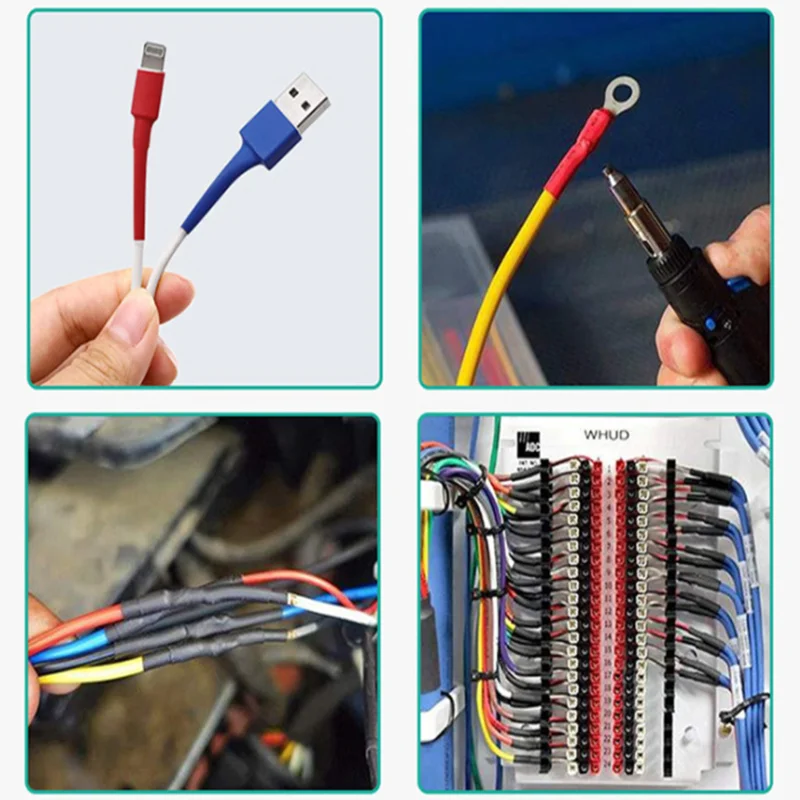 Tubo termorretráctil transparente de 135 piezas, combinación de cinta eléctrica, manga de aislamiento, línea de datos 2:1, Cable retráctil