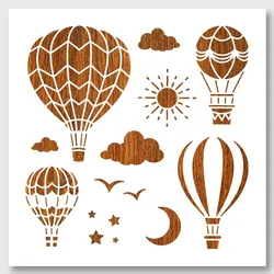1pc Hot Air Balloon Stencil Reusable Plastic Stencils Square DIY Craft and Painting Wall Stencils 11.8×11.8 Inch for Painting