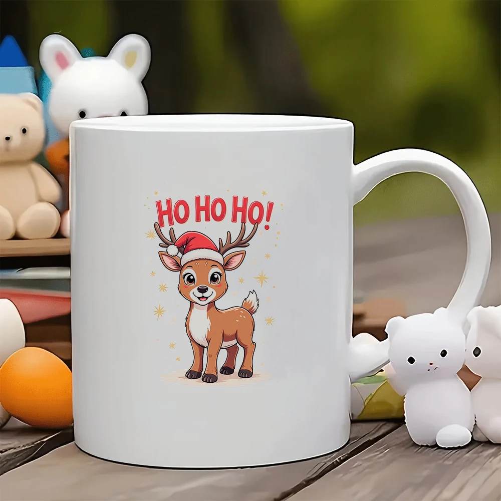 

11oz cartoon Christmas deer mug + festive themed cup Christmas gift kids cup family office coffee mug
