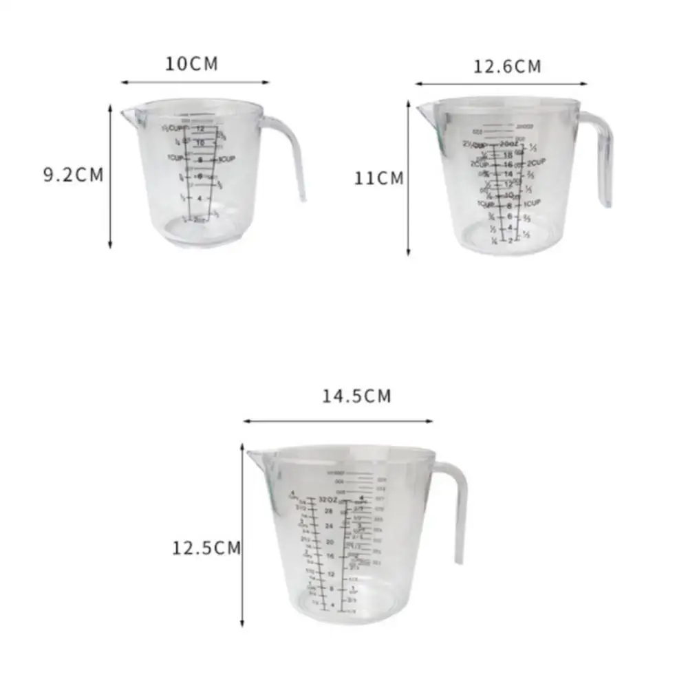 300/600/1000ml Measuring Cup Transparent Heat Resisting Plastic Milk Water Scale Measuring Jar Microwave Tool for Baking