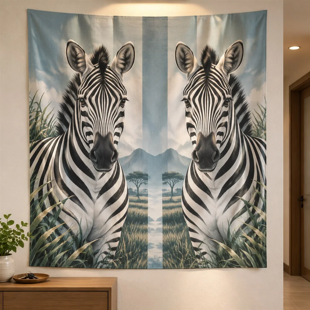 VIKAMA Zebra Stripes Tapestry Wall Hanging, Safari Animal Modern Aesthetic Room Decor Tapestries for Living Room Bedroom Office