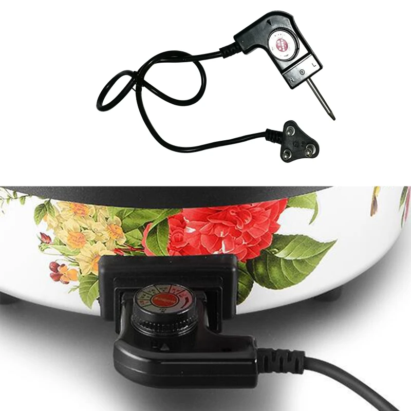 Adjustable Power Cord US/UK/EU/CN Plug Electric Baking Pan Thermostat Control Cord Black Replacement Cable Easy to Use