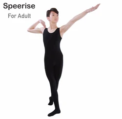 Speerise Adult Ballet Dance Leotard Scoop Neck Men Spandex Footer Unitard Sleeveless Gymnastics Bodysuit Jumpsuit Stage Costumes