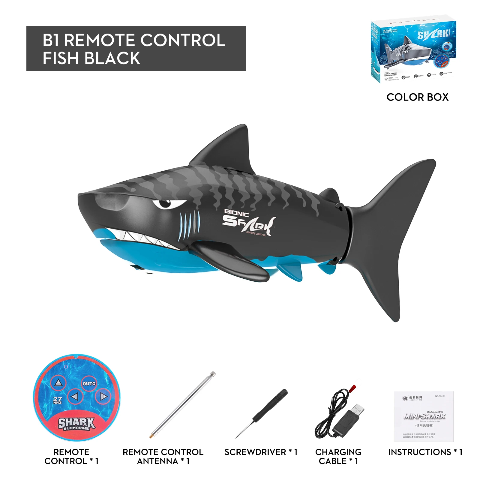 Smart Mini Remote Control Electric Bionic Shark Fish Can Dive In The Water Toy Swimming Pool Bath Toy for Boys Childrens\'s Gifts