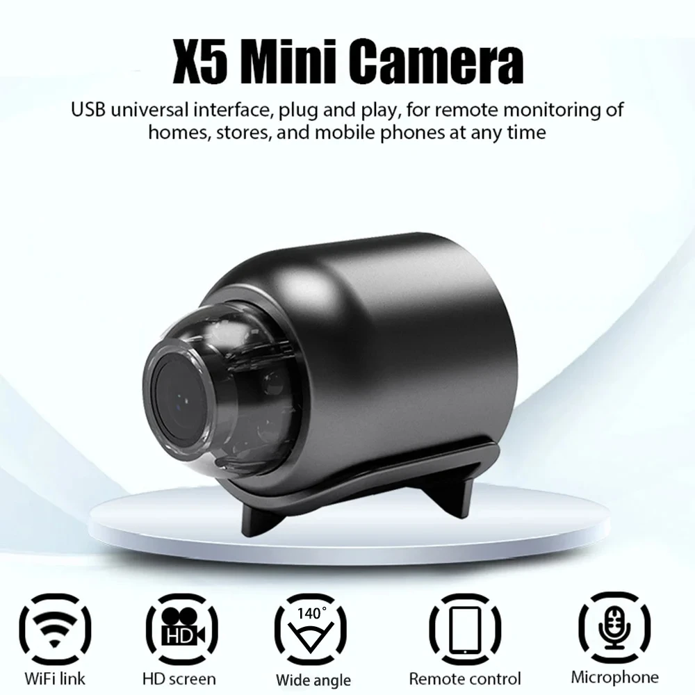 Lenovo 1080P HD Mini Camera WiFi Wireless HD Night Vision Camera Home X5 Remote Camera Kids Pet Safety Monitoring Audio Video