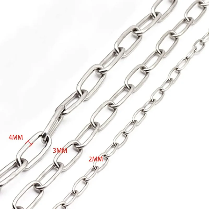 Stainless Steel Chains Sling Long Loop Chain Light Duty Locking Pulling Towing Chain for Outdoor Camping Hanging Fence Pet Dog