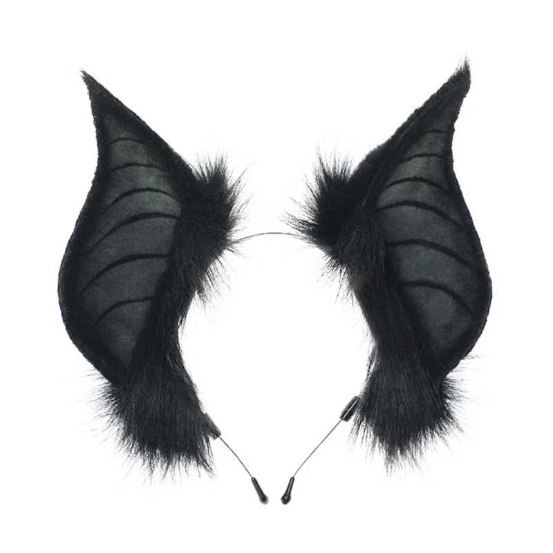 

Plush Furry Cats Ears Headwear Bat Ears Headbands Halloween Cosplays Accessories T8NB