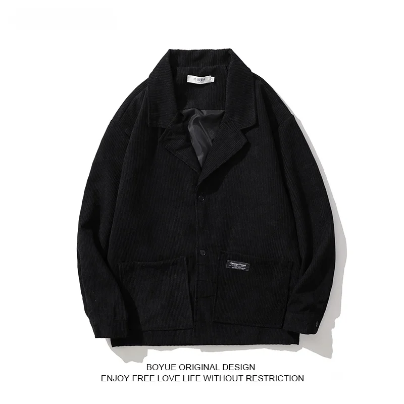 

Boyue Men's Corduroy Suit Jaet Simple Briti Sle Salt System Sensation Commute Coat Spring Autumn Faion Outerwear