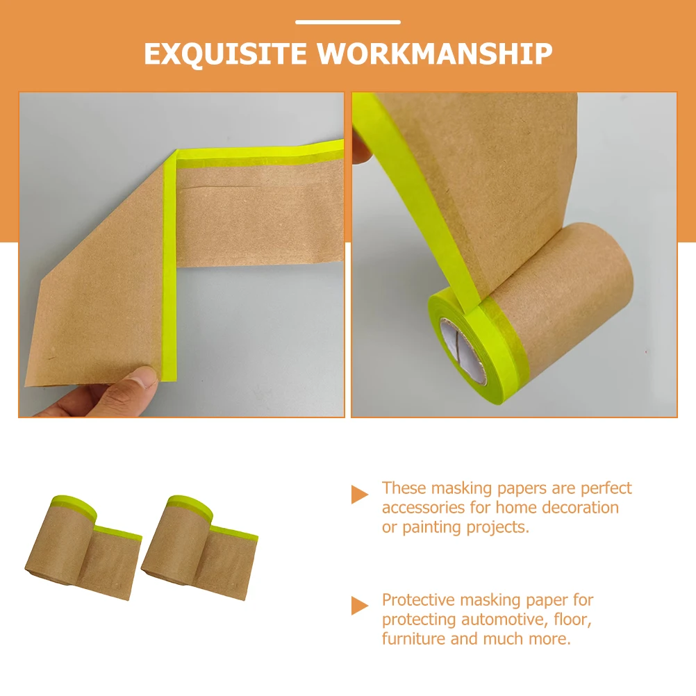 

2pcs 2 Rolls Masking Paper Heavy Duty Kraft Protective Paint Masking Paper Wall Covering Dust Water Shield Accessories
