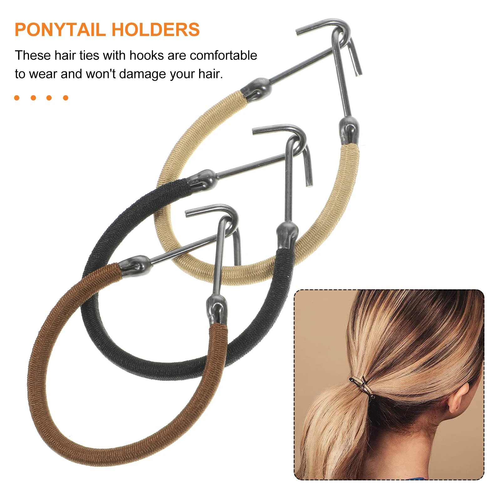 

Accessories Ponytail Holders Elastic Bands Hook Cord Ties Thick Hair Bungee Smooth Texture Comfortable Workout Travel Yoga Hair