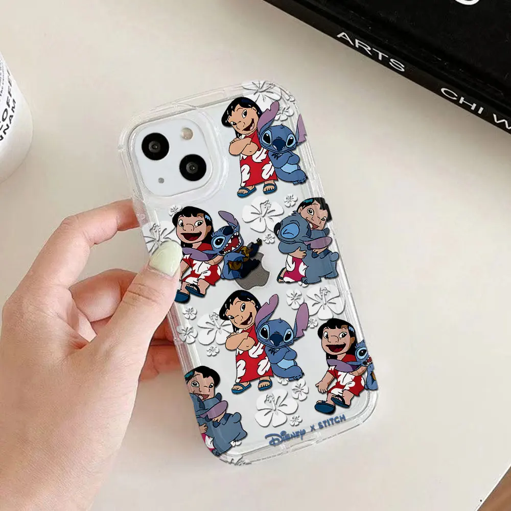 Cartoon Stitch Disney schöne klare Hülle für iPhone 16 15 14 13 12 11 Pro Max 14 15 7 8 plus x xr xs Max Airbag stoß feste Abdeckung