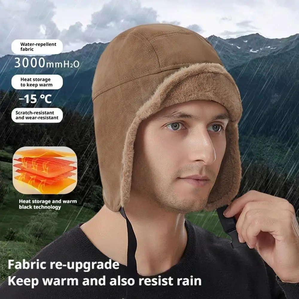 

Outdoors Warm Bomber Hat Thick Plush Winter Cap Ear Protection Windproof Lei Feng Hat Riding Winter Hat With Ear Protection