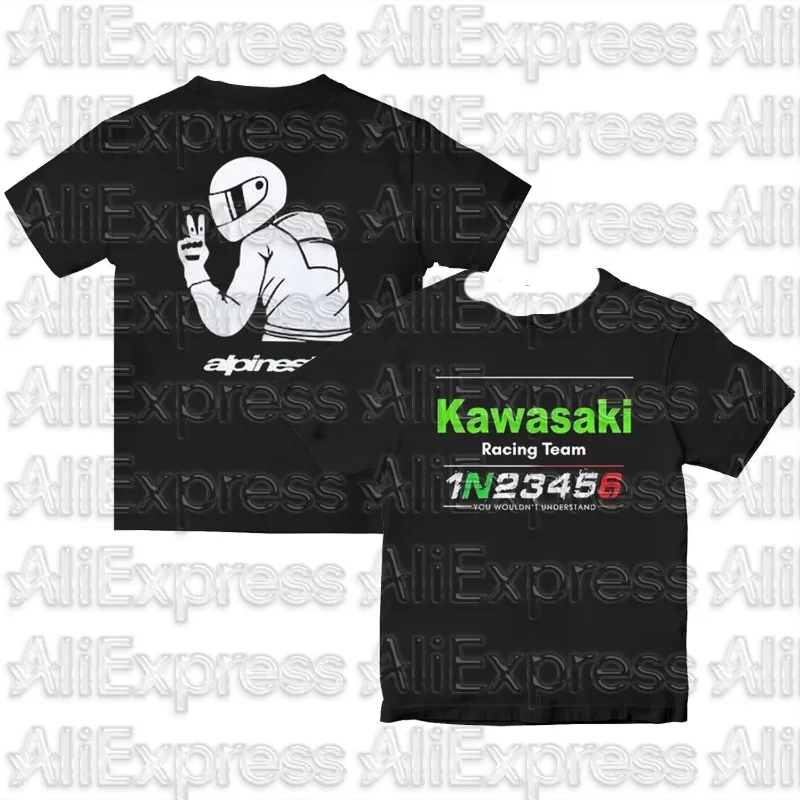 

Байкерская футболка MOTO Kawasaki Racing Team, костюм для гонок по бездорожью, летняя футболка унисекс для гонщика, мотоциклетная футболка, модный крутой подарок