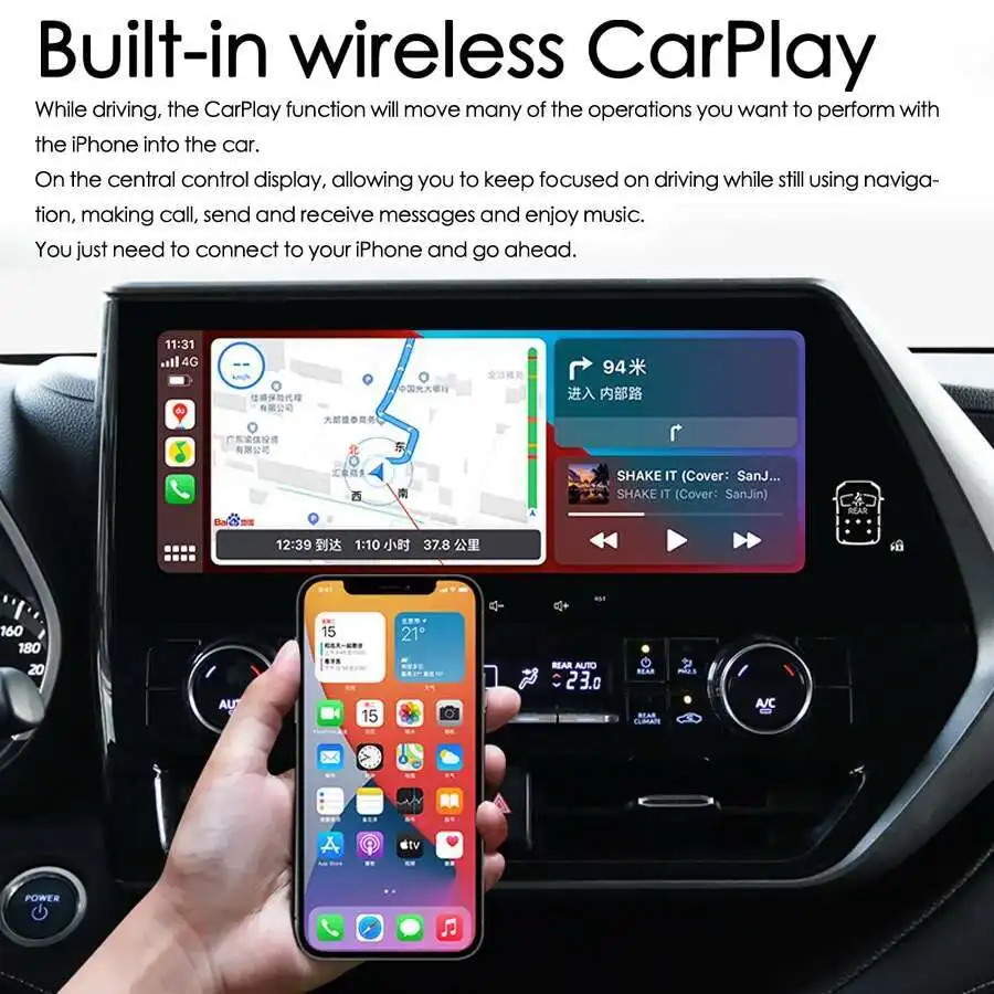 256GB Android Auto Car Radio For Crown Kluger Toyota Highlander 2021 2022 Car Multimedia Player Androidauto Apple Carplay Player
