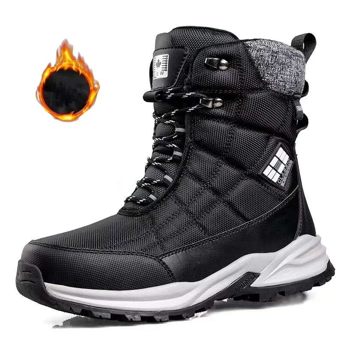 

Men Boots Winter Fashion Outdoor Mens Shoes High-top Hiking Ankle Boots Waterproof Blizzard-proof Shoes Snow Plush Male Shoes