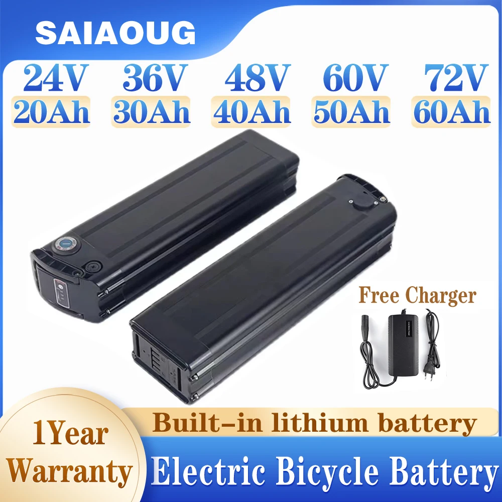 E bike battery  48v 52v 36V silverfish electric bike battery Akku Accu battery 72V 2500w motor 20 30 40 50ah60ah lithium battery