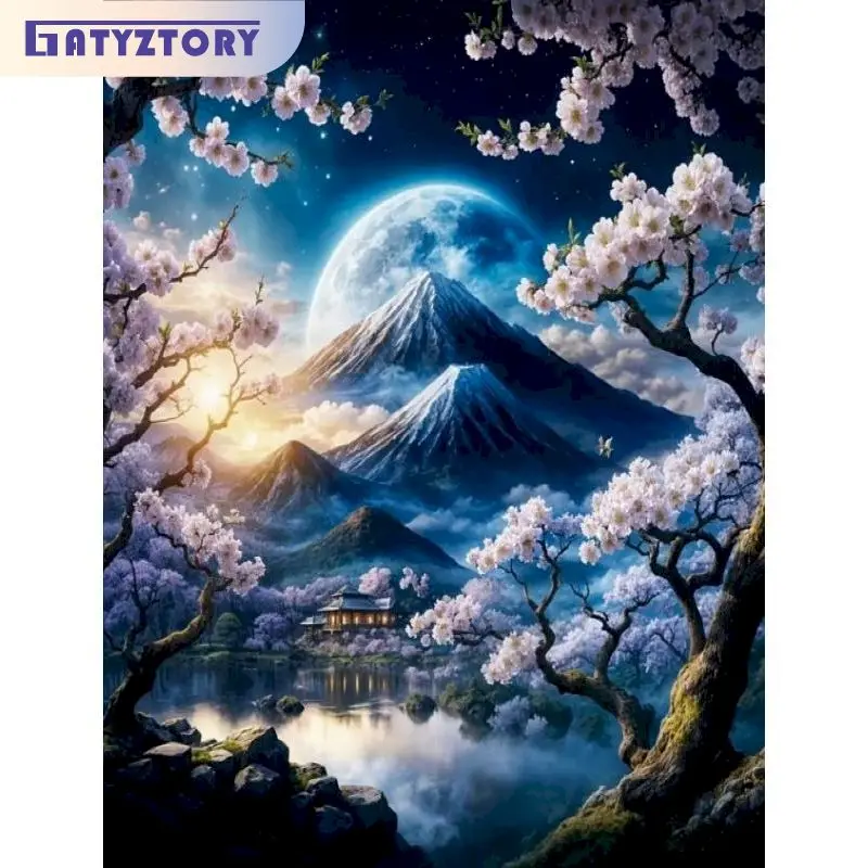 

GATYZTORY 5d Diamond Painting Handiwork Art Diamond Embroidery Night View Full Round/Square Paint With Diamonds Arts And Crafts