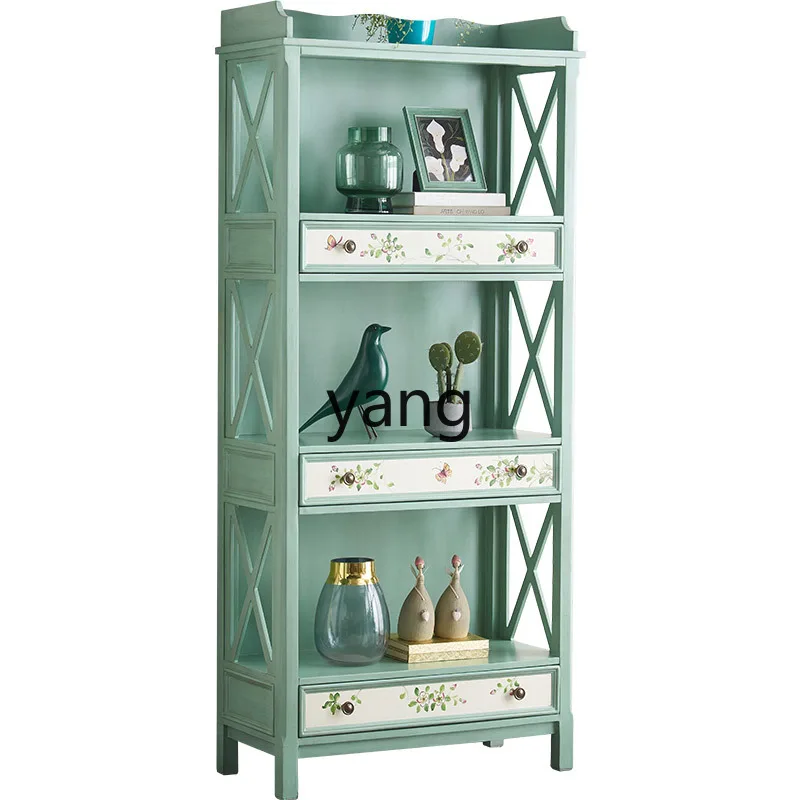 

LH bookshelf household living room solid wood multi-layer floor shelf display cabinet