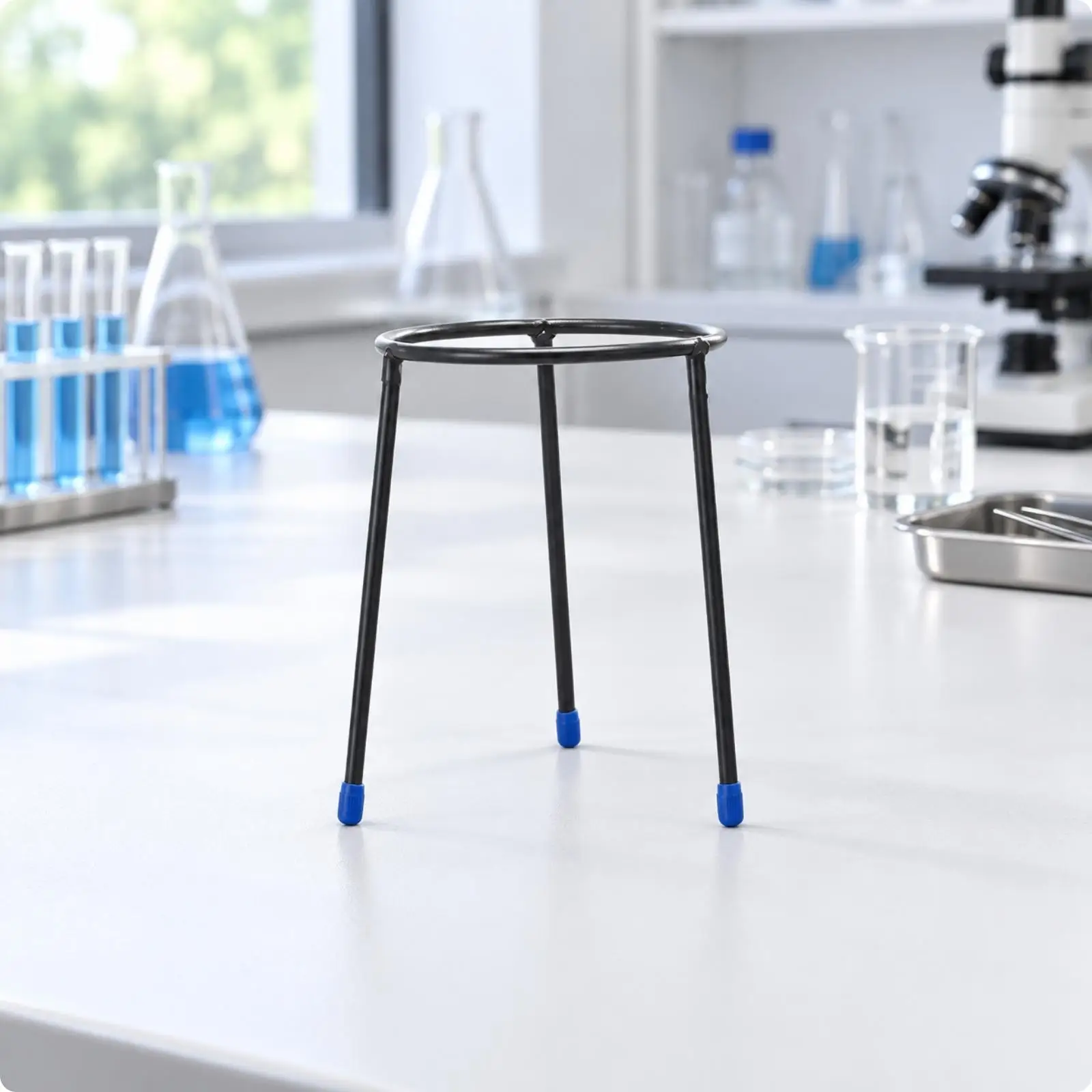 Iron Triangular Laboratory Support Stand Stable Tripod Stand with Support Loop Sturdy Long-Lasting for Science Students