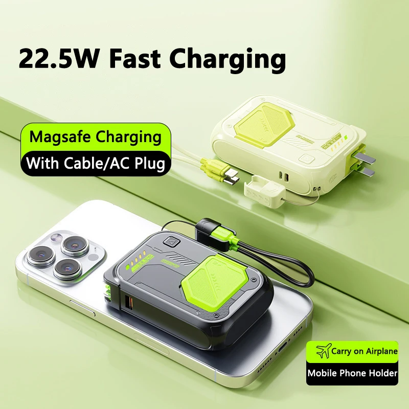 20000mAh Magsafe Power Bank 22.5W Fast CHARGING Powerbank พร้อมปลั๊ก AC Wall Charger สําหรับ iPhone 15 Xiaomi Samsung Poverbank