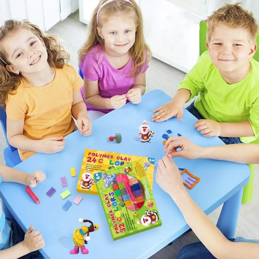 Orecchino fai da te gioielli argilla polimerica con kit di strumenti blocchi di argilla non tossico pietra plastica 24/32 colori argilla starter kit