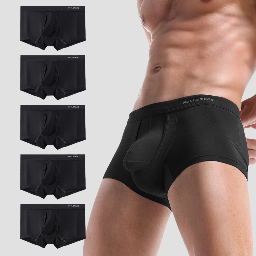 

5PCS Spermatic cord bullet separation panties men's scrotum support vein bottoms ice silk sac bag varicose men's boxers