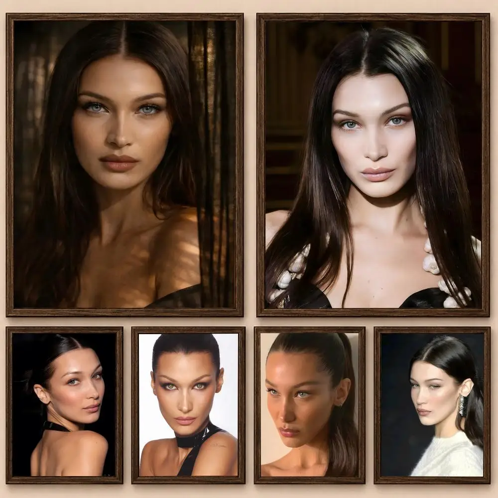 B-Bella Hadid Poster Poster self‑adhesive Modern Wall Art Poster Print, Vintage Poster Room Decor for Living Room Bedroom
