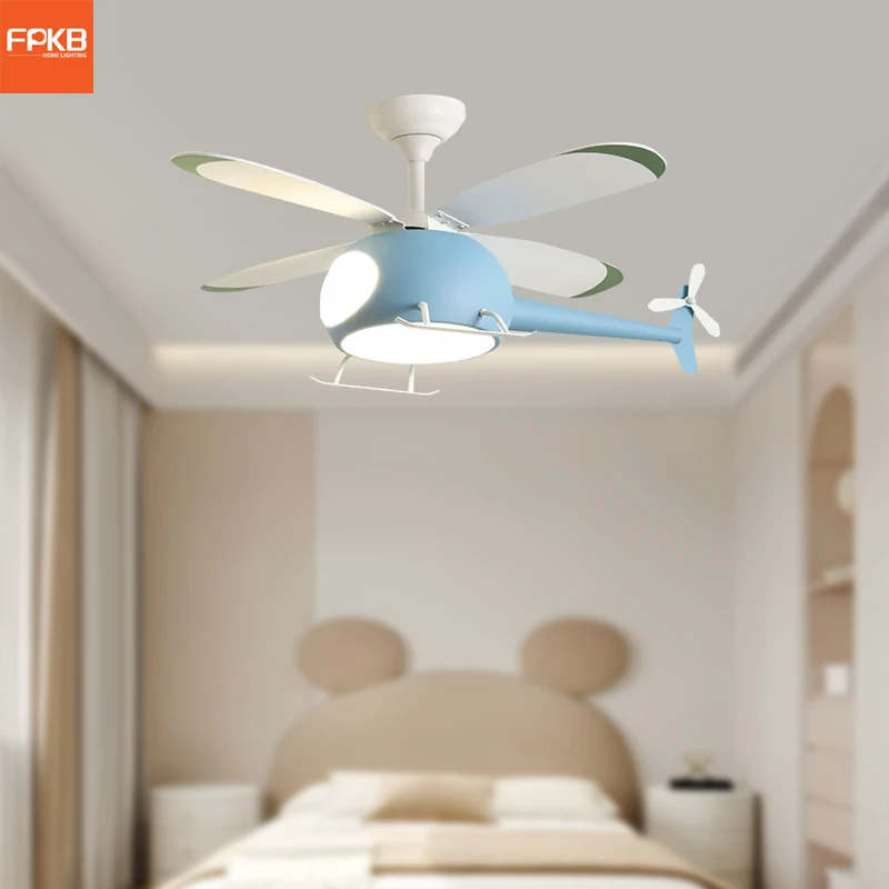 

Fan light bedroom light cartoon creative personality ceiling light children's room aircraft light boys and girls fan chandelier