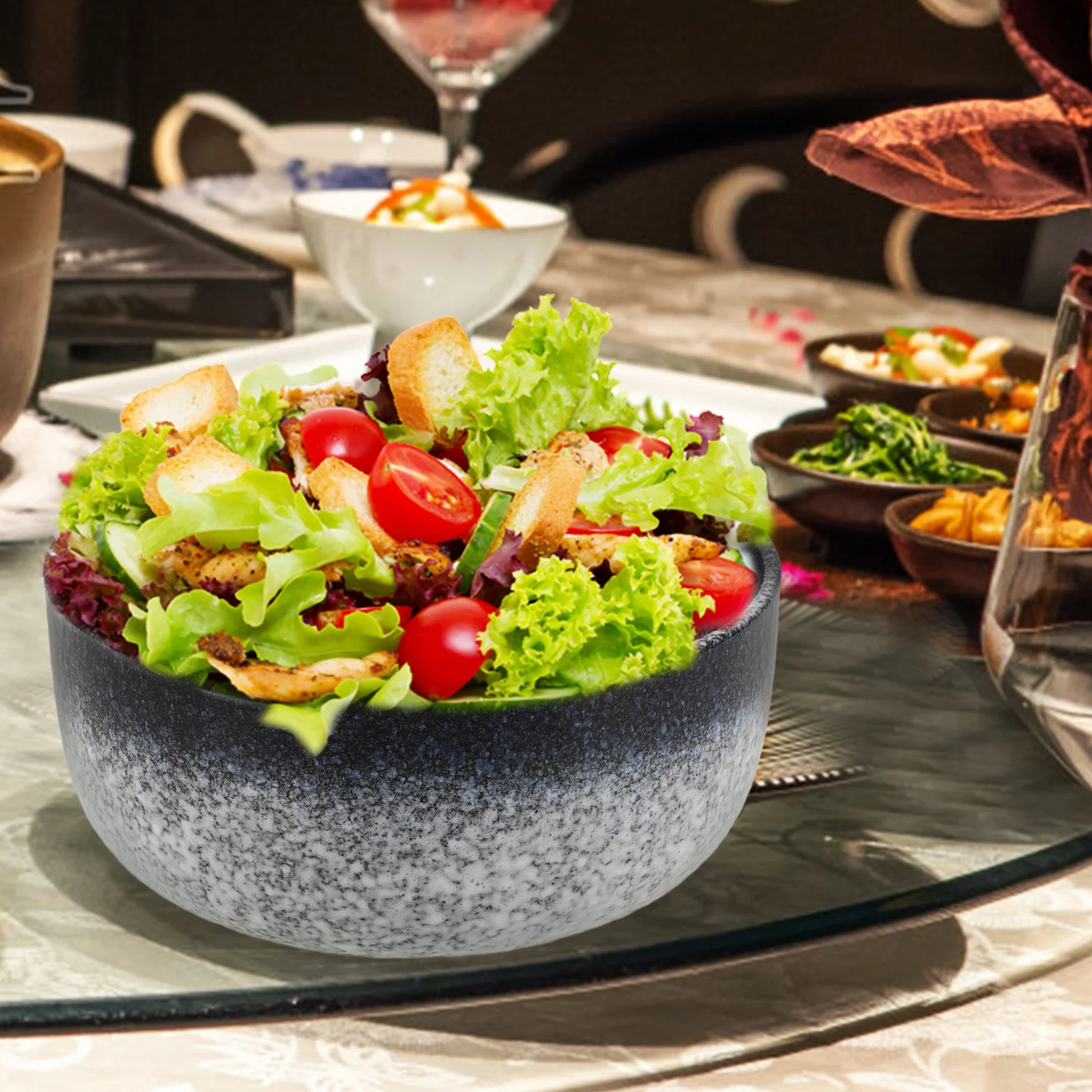 

Ceramic Retro Soup Bowl 6.5inch Wear Resistant Large Rice Noodle Salad Bowl for Home Restaurant Household Tableware