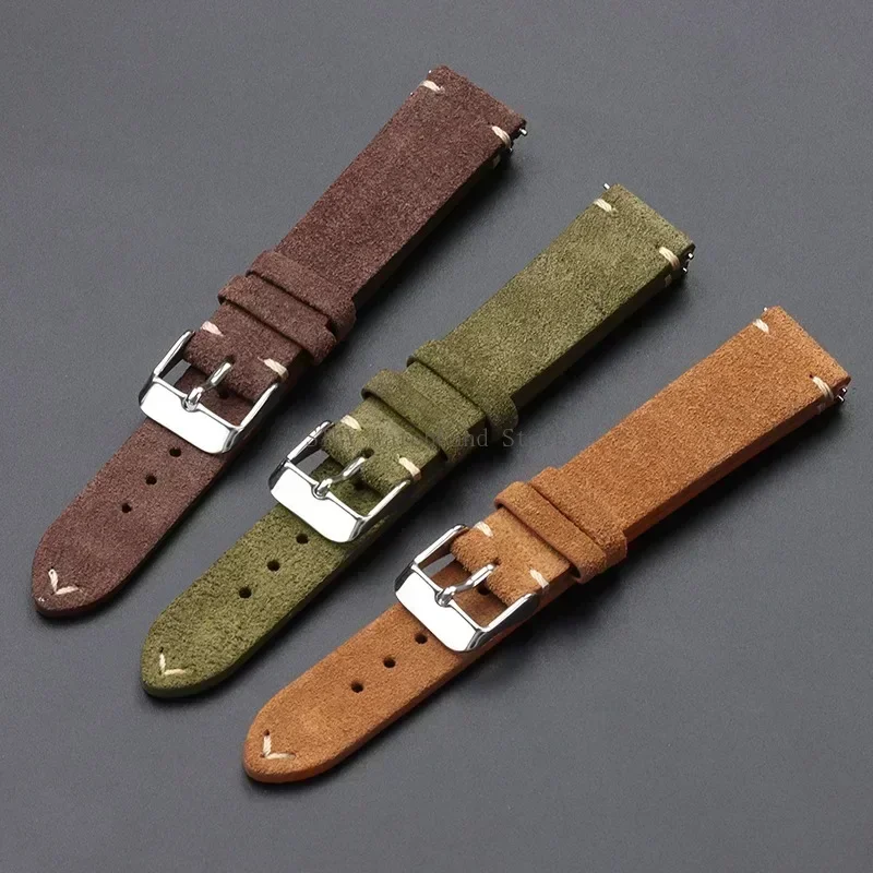 14mm 16mm 18mm 20mm 22mm Quick Release Soft Suede Strap Sport Wristband Brown Watch Bands Women&Men Calfskin Bracelets Accessory