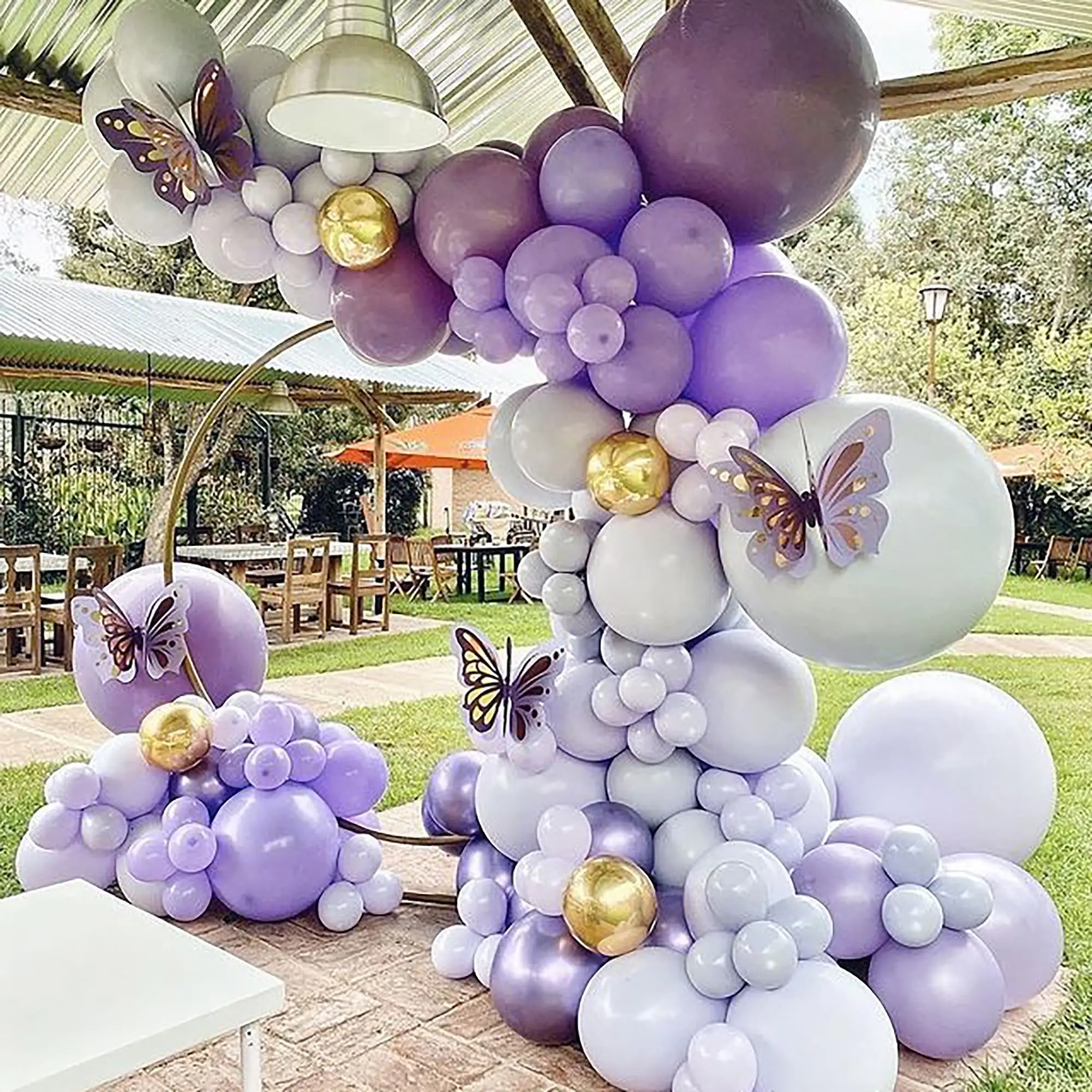 Butterfly Balloon Arch Garland Kit Purple Balloons with Foil Butterfly for Girl\'s Birthday Wedding Mother\'s Day Party Decoration