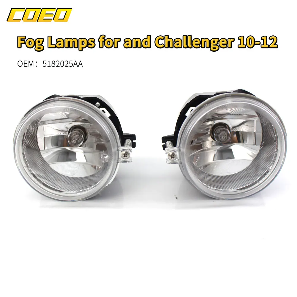 1 Pair Auto Front Bumper Fog Light Lamp Assembly For Jeep Dodge Challenger 2010-2012 5182025AA