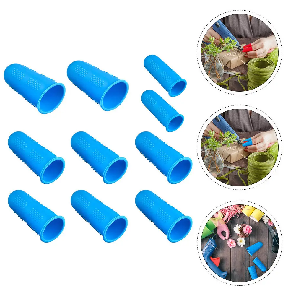 

10Pcs Flexible Silicone Finger Cots Non-Slip Reusable Fingertip Protective Covers for Hot Pressing Soldering Painting Nail Art
